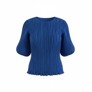 Vintage Elegant Blue Pleated Women's Top